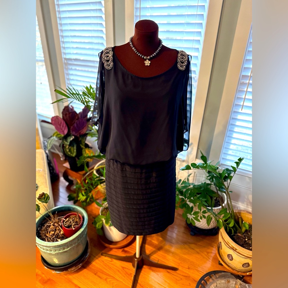 Black After 5 with a beaded “Cold Shoulder” Accent (14W)